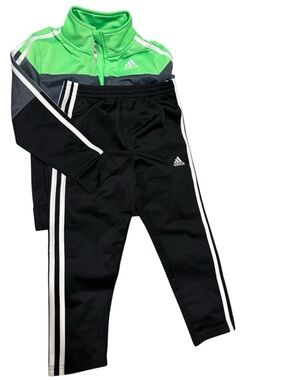adidas Black & Green Kids Track Jacket and Joggers (Never worn) without tags